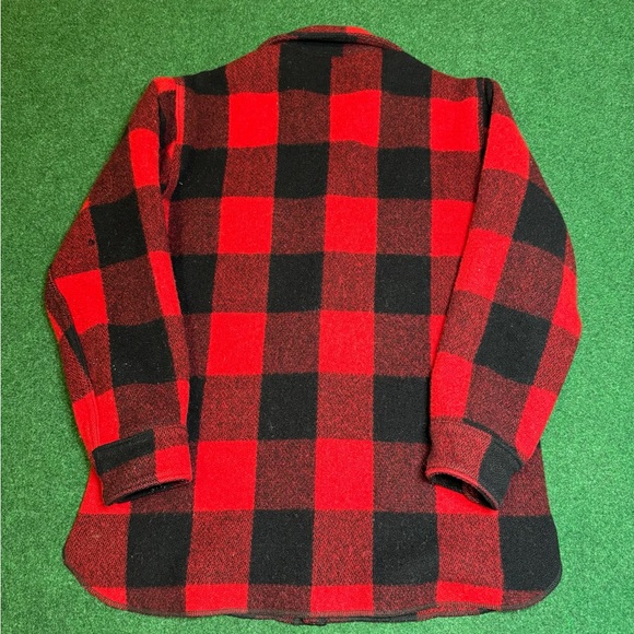 40s Woolrich Wool Red Flannel button up shirt rare true vintage large Americana - Picture 3 of 6